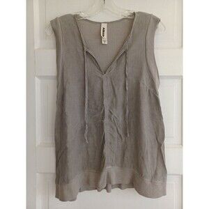 Amadi Anthropologie gray sleeveless top S cotton tank neck ties boho Lagenlook